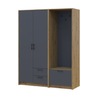 Drehtürenschrank Doros Rondi mit Kleiderstange Artisan Eiche/Graphitgrau 2 Türen 142x52x195 (42005269)