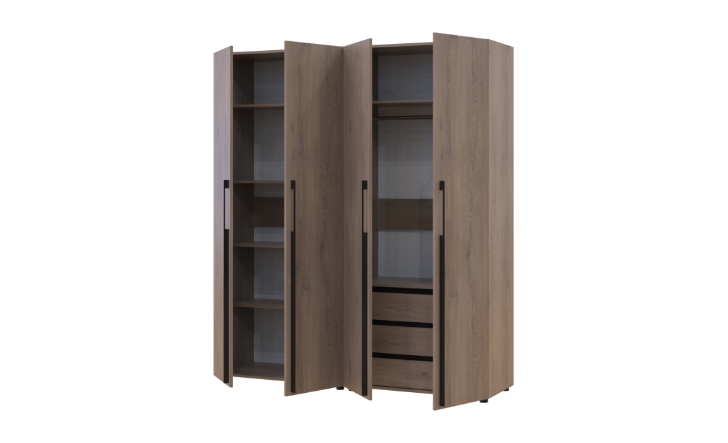 Kleiderschrank mit Regalen und Schubladen Doros Kasper Cremona Cannolo 2+2 Türen 180x48x204 (42005535)