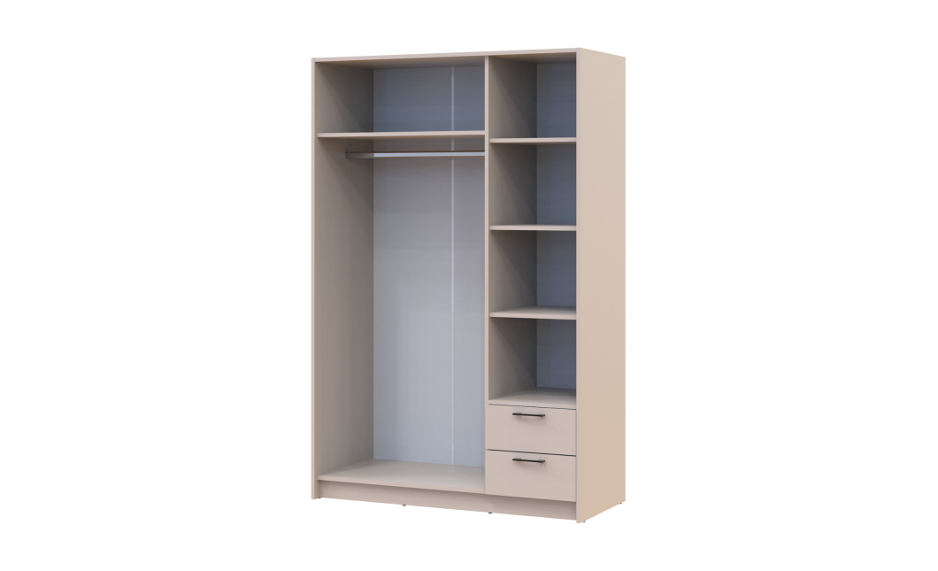 Kleiderschrank Doros Rondi mit Drehtüren Kaschmir 3 Türen 121x52x195 (80738472)