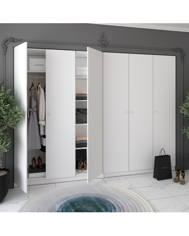 Kleiderschrank Doros Promo mit Drehtüren Weiß 3+3 Türen 270x48x204 (42005006)