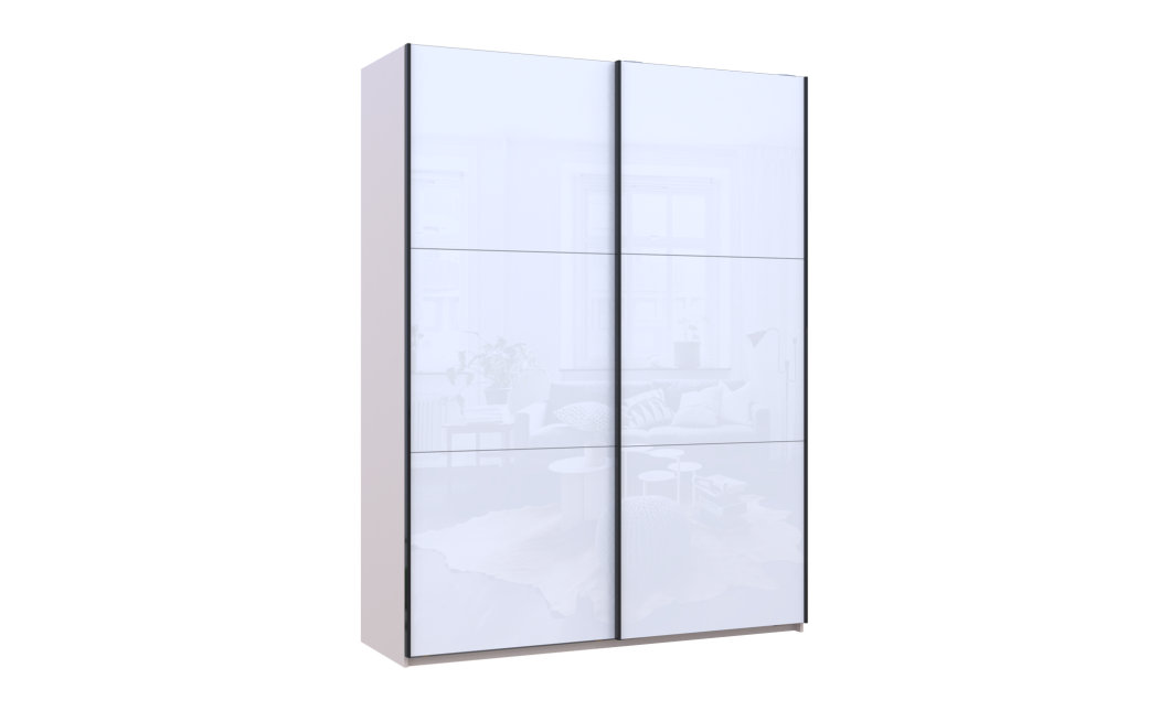 Kleiderschrank Doros G-Caiser Schiebetüren Kaschmir/Weiß 2 Glas 2 Türen 180x60x240 (42005325)
