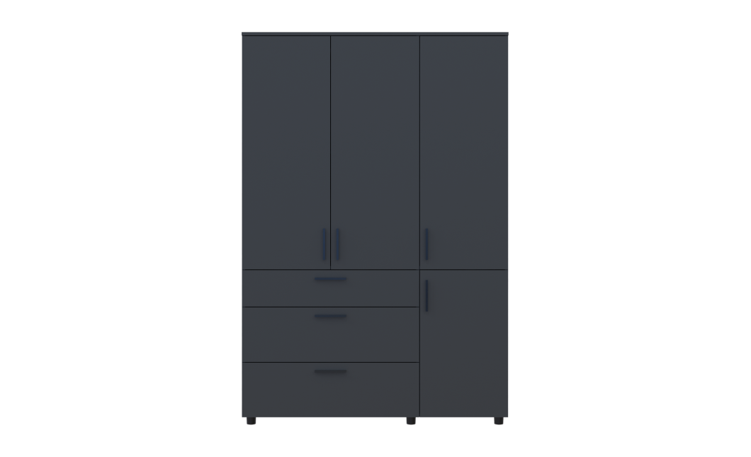 Kleiderschrank Doros Thorn Anthrazit 3 Türen 3 Schubladen Kleiderstange 135x51,6x200 (44900493)