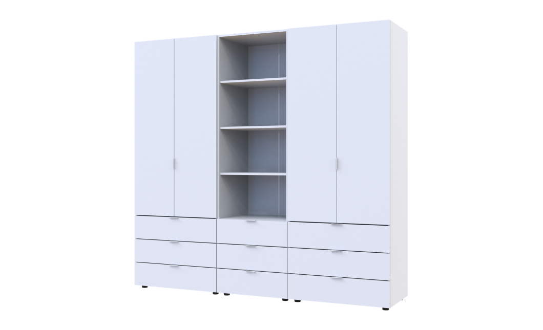 Kleiderschrank Doros Gelar Weiß 2+2 Türen Säulenschrank 215x49,5x203,4 (42005165)