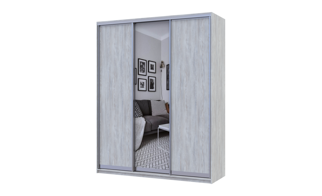 Kleiderschrank Doros City Light Natti Luc Schiebetüren mit Spiegel 225x60x225 (80736530)