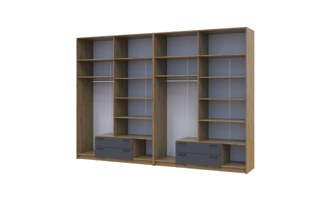 Kleiderschrank mit Spiegel und Aufsatz Doros Rondi Artisan Eiche/Graphit 4+4 Türen 320x52x236 (42005711)