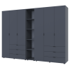 Kleiderschrank Doros Gelar Graphitgrau 3+3 Türen mit offenem Regal 270,6x49,5x203,4 (42005061)
