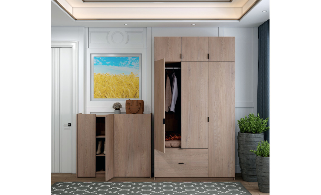 Schuhschrank Doros Kassel mit Spiegel Cremona Cannolo 4 Türen 128×40×110 (42005504)