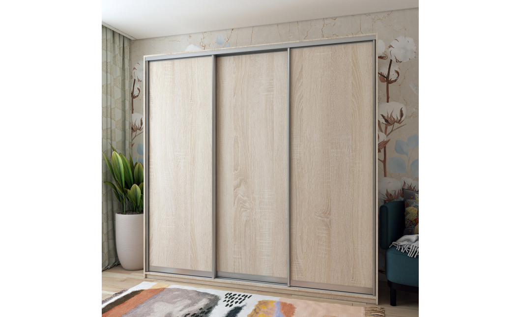 Kleiderschrank Doros City Light Schiebetüren Sonoma Eiche 3 Türen 225x60x225 (42002137)