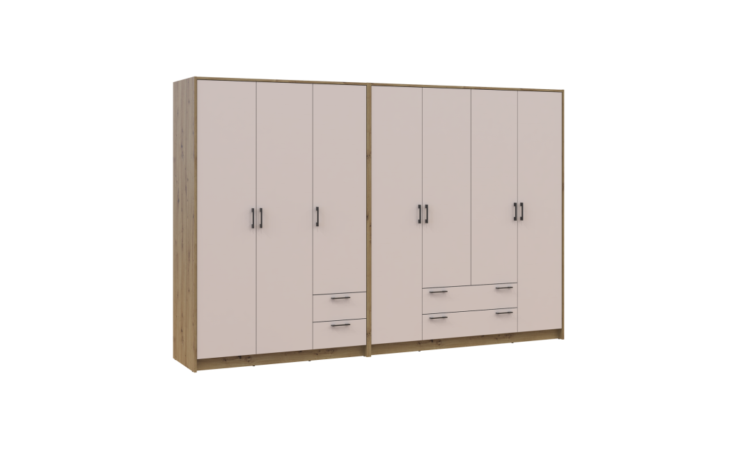 Kleiderschrank Doros Rondi Artisan Eiche/Kaschmir 3+4 Türen 281x52x195 (42005660)
