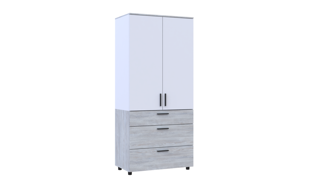 Kleiderschrank Doros Thorn Natti Kiefer/Weiß 2 Türen 3 Schubladen Böden 90x51,6x200 (44900462)