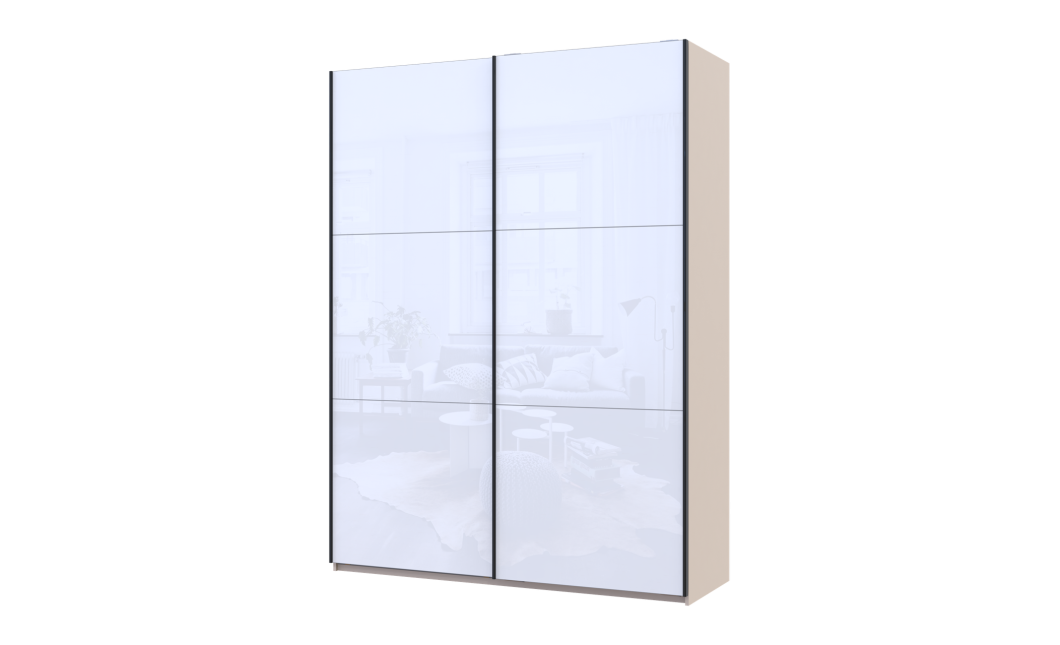 Kleiderschrank Doros G-Caiser Schiebetüren Kaschmir/Weiß 2 Glas 2 Türen 180x60x240 (42005325)