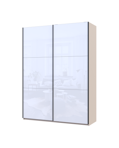Kleiderschrank Doros G-Caiser Schiebetüren Kaschmir/Weiß 2 Glas 2 Türen 180x60x240 (42005325)