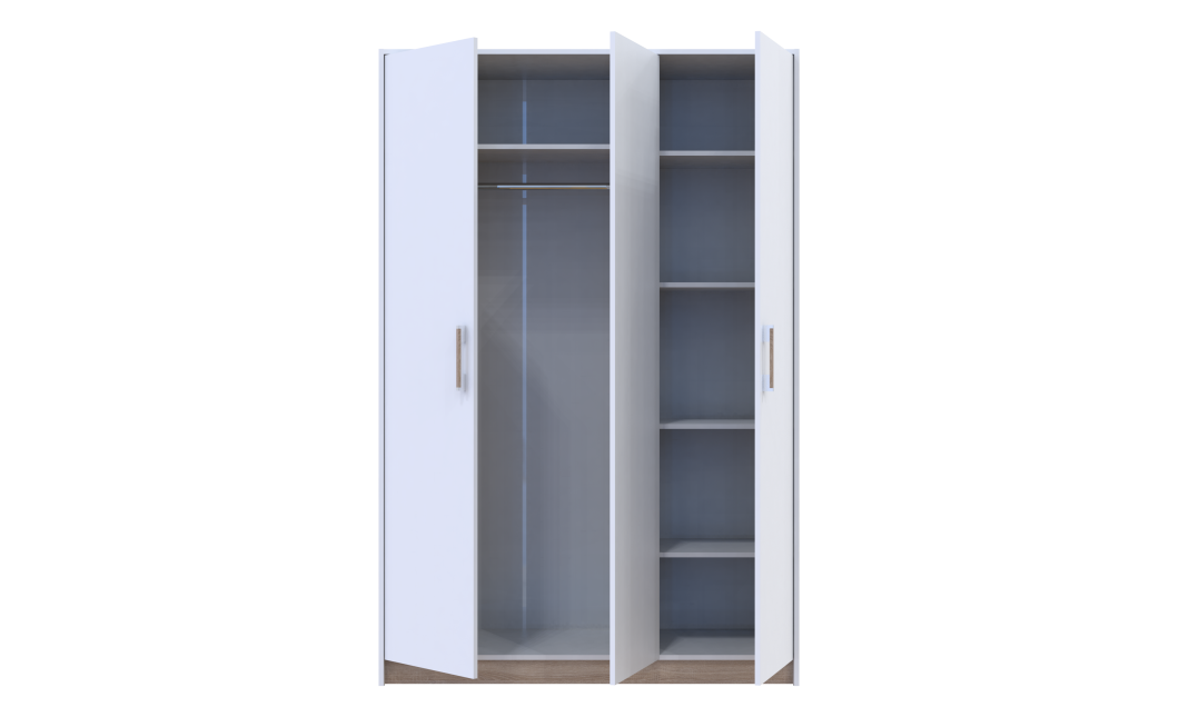 Kleiderschrank Doros Austin mit Drehtüren Weiß 135x51x205 (80737167)