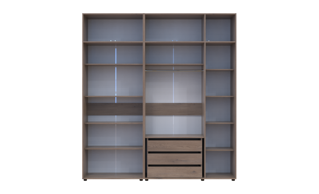 Kleiderschrank mit Schubladen, Regalen und Aufsatz Doros Kasper Cremona Cannolo 2+3 Türen 225x48x245 (42005557)