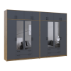 Kleiderschrank mit Spiegel und Aufsatz Doros Rondi Artisan Eiche/Graphit 4+4 Türen 320x52x236 (42005711)
