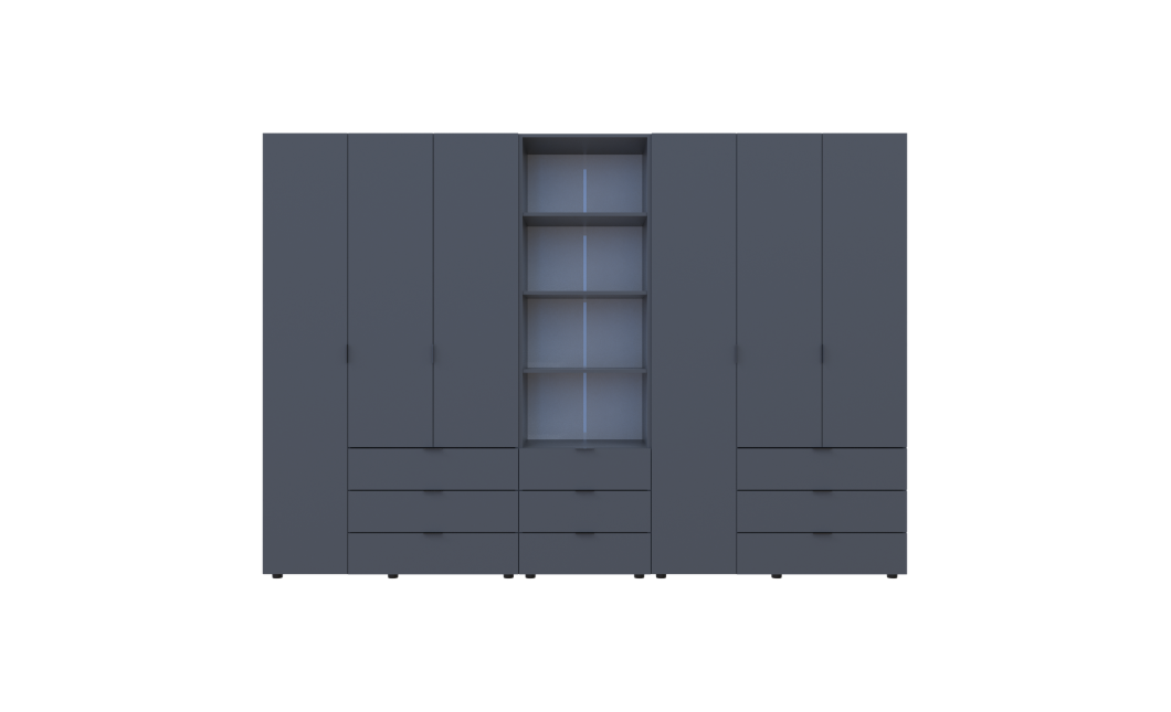 Kleiderschrank Doros Gelar Graphitgrau 3+3 Türen Säulenschrank 292,4x49,5x203,4 (42005172)