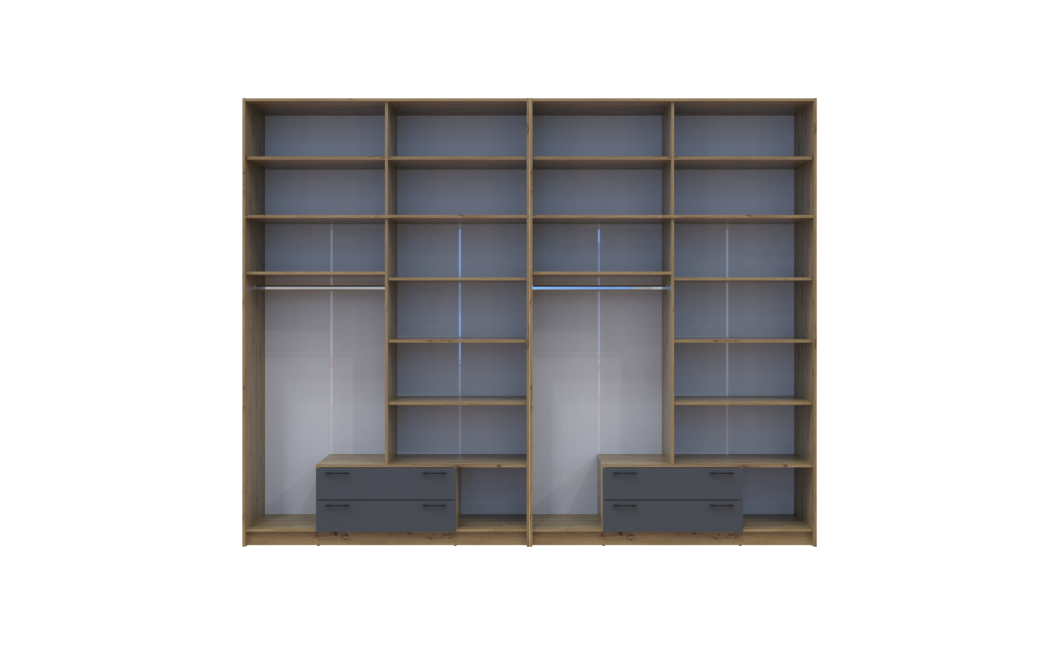 Kleiderschrank mit Spiegel und hohem Aufsatz Doros Rondi Artisan Eiche/Graphit 4+4 Türen 320x52x260 (42005723)