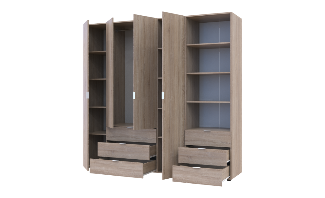 Kleiderschrank Doros Gelar Sonoma Eiche 4 Türen Säulenschrank 215x49,5x203,4 (42005182)