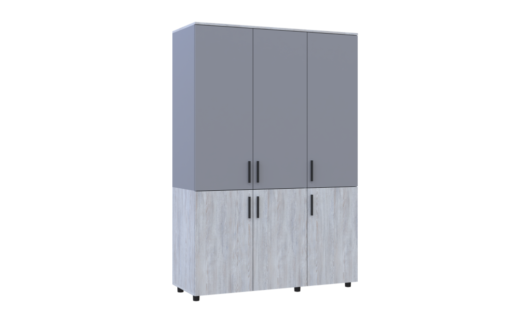 Kleiderschrank Doros Thorn Natti Kiefer/Grau 3 Türen Kleiderstange 135x51,6x200 (44900511)