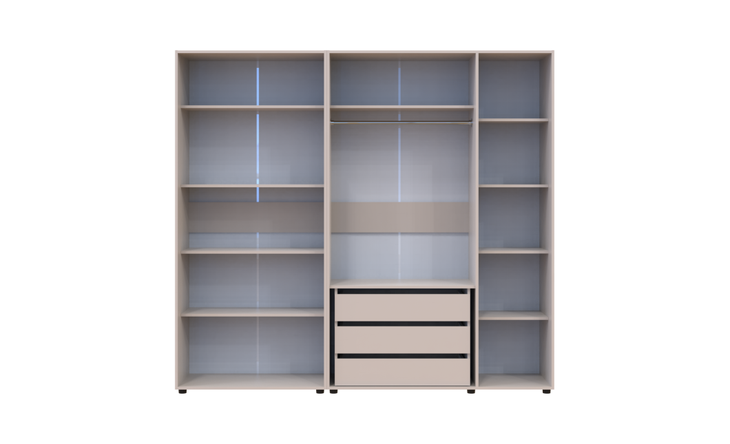 Kleiderschrank mit Regalen und Schubladen Doros Kasper Kaschmir 2+3 Türen 225x48x204 (42005550)