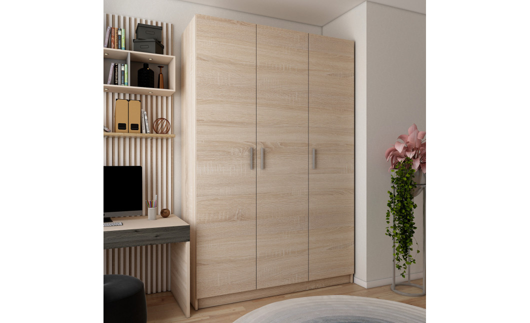 Kleiderschrank Doros Promo mit Drehtüren Sonoma Eiche 3 Türen 135x48x204 (80737072)