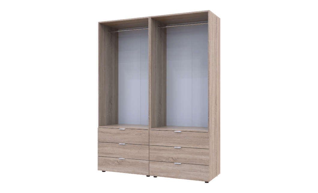 Kleiderschrank Doros Gelar Set mit Drehtüren Sonoma Eiche 2+2 Türen 155x49,5x203,4 (42002123)