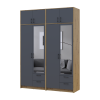 Kleiderschrank mit Spiegel und Aufsatz Doros Rondi Artisan Eiche/Graphit 2+2 Türen 164x52x236 (42005701)