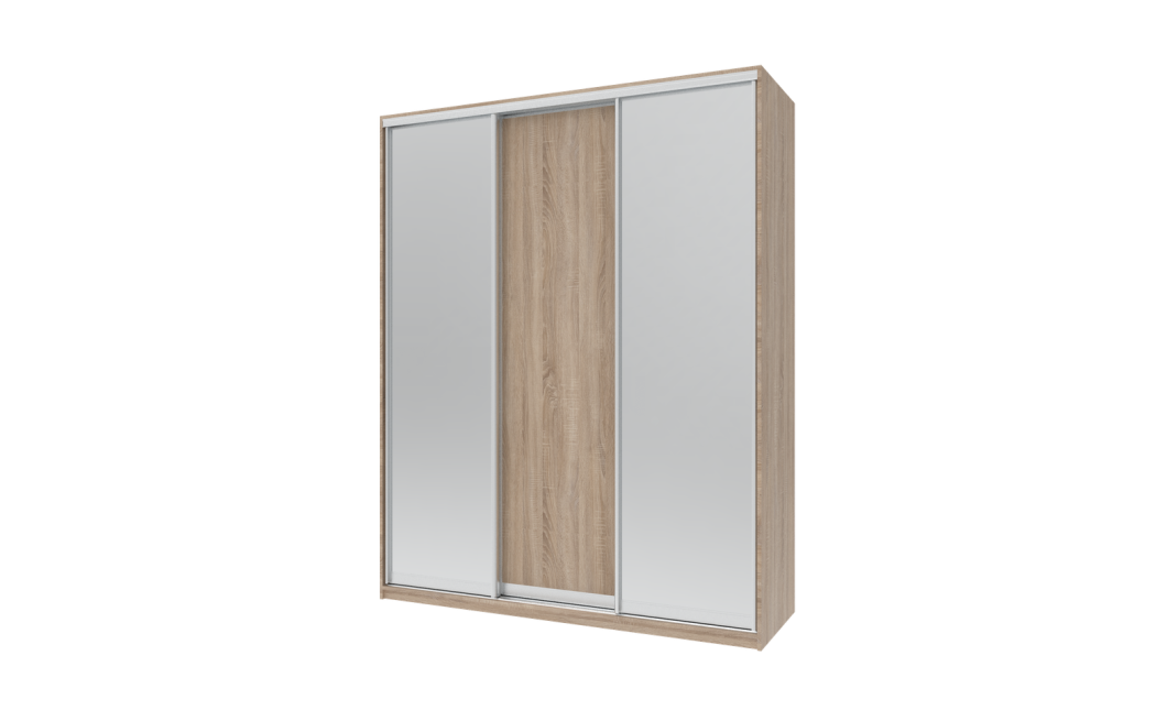 Kleiderschrank Doros City Light Schiebetüren Sonoma Eiche mit Spiegel 180x60x225 (44900030)
