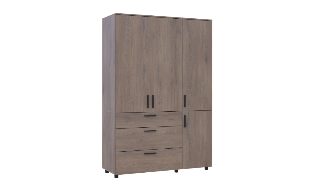 Kleiderschrank Doros Thorn Cremona Cannolo 3 Türen 3 Schubladen Böden 135x51,6x200 (44900478)