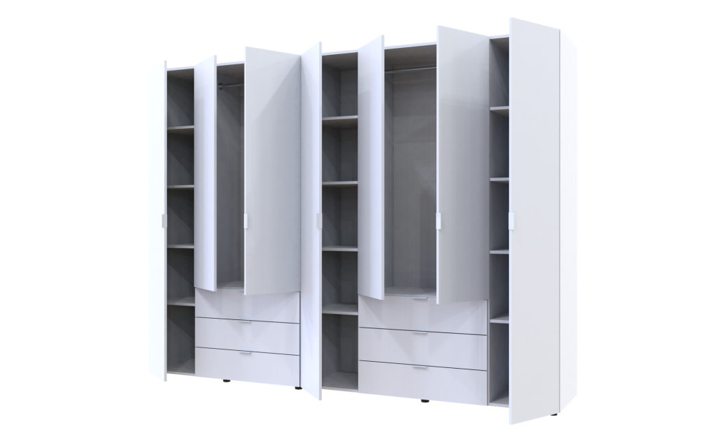 Kleiderschrank Doros Gelar Set mit Drehtüren Weiß 3+4 Türen 271,2x49,5x203,4 (42002120)