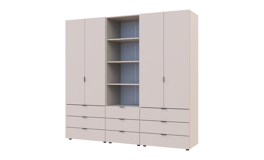 Kleiderschrank Doros Gelar Kaschmir 2+2 Türen Säulenschrank 215x49,5x203,4 (42005177)