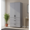 Kleiderschrank Doros Thorn Grau 2 Türen 3 Schubladen Kleiderstange 90x51,6x200 (44900441)