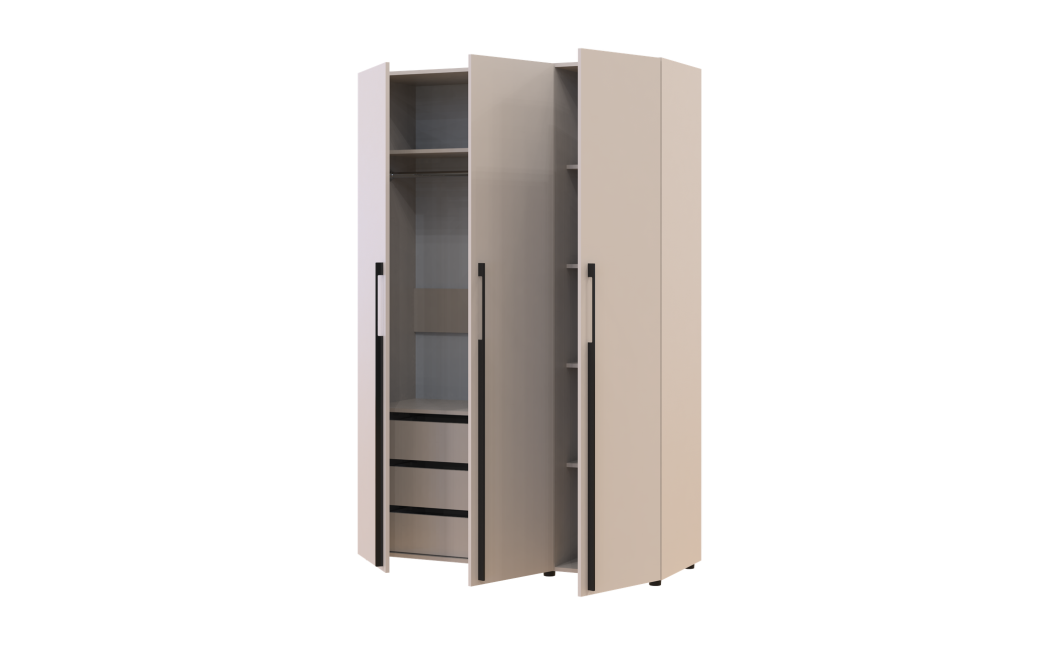 Kleiderschrank mit Schubladen Doros Kasper Kaschmir 3 Türen 135x48x204 (42005561)