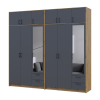 Kleiderschrank mit Spiegel und Aufsatz Doros Rondi Artisan Eiche/Graphit 3+3 Türen 242x52x236 (42005707)