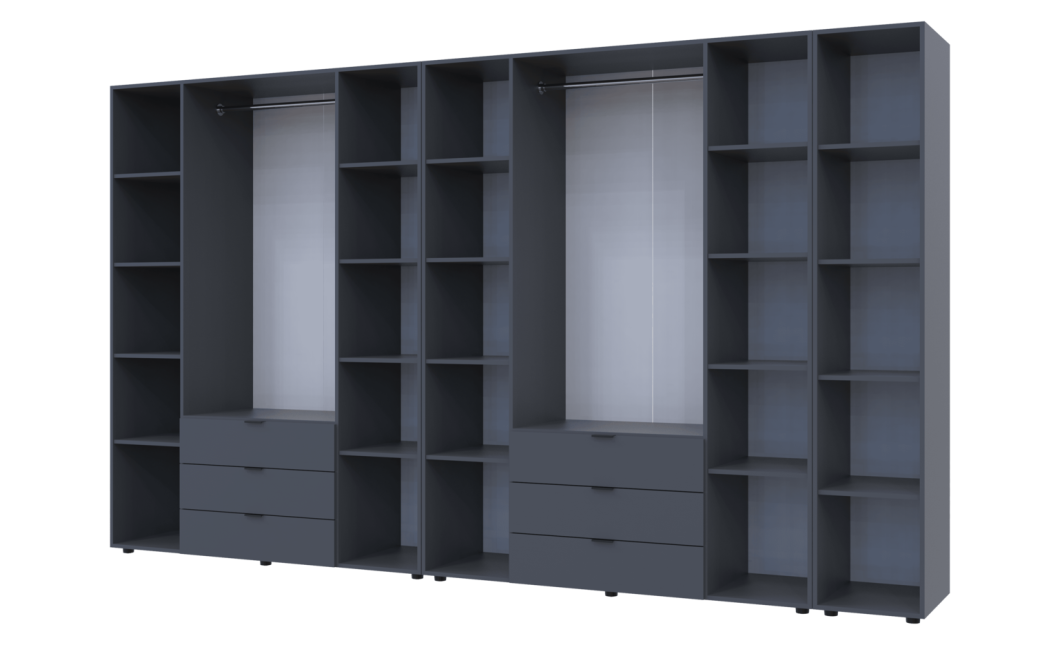 Kleiderschrank Doros Gelar Graphitgrau 4+4 Türen mit offenem Regal 348,2x49,5x203,4 (42005065)