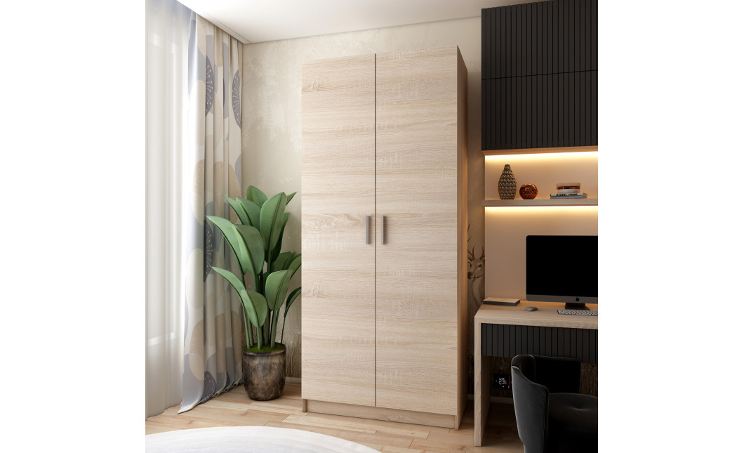 Kleiderschrank Doros Promo mit Drehtüren Sonoma Eiche 2 Türen 90x48x204 (40908024)