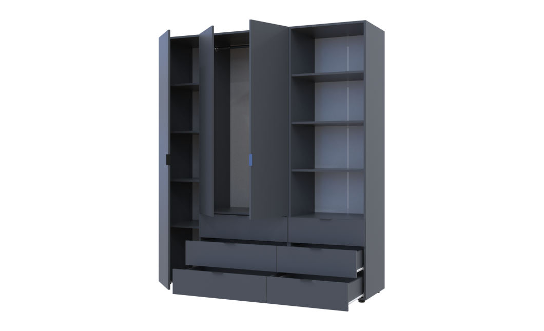 Kleiderschrank Doros Gelar Graphitgrau 3 Türen Säulenschrank 176,2x49,5x203,4 (42005169)