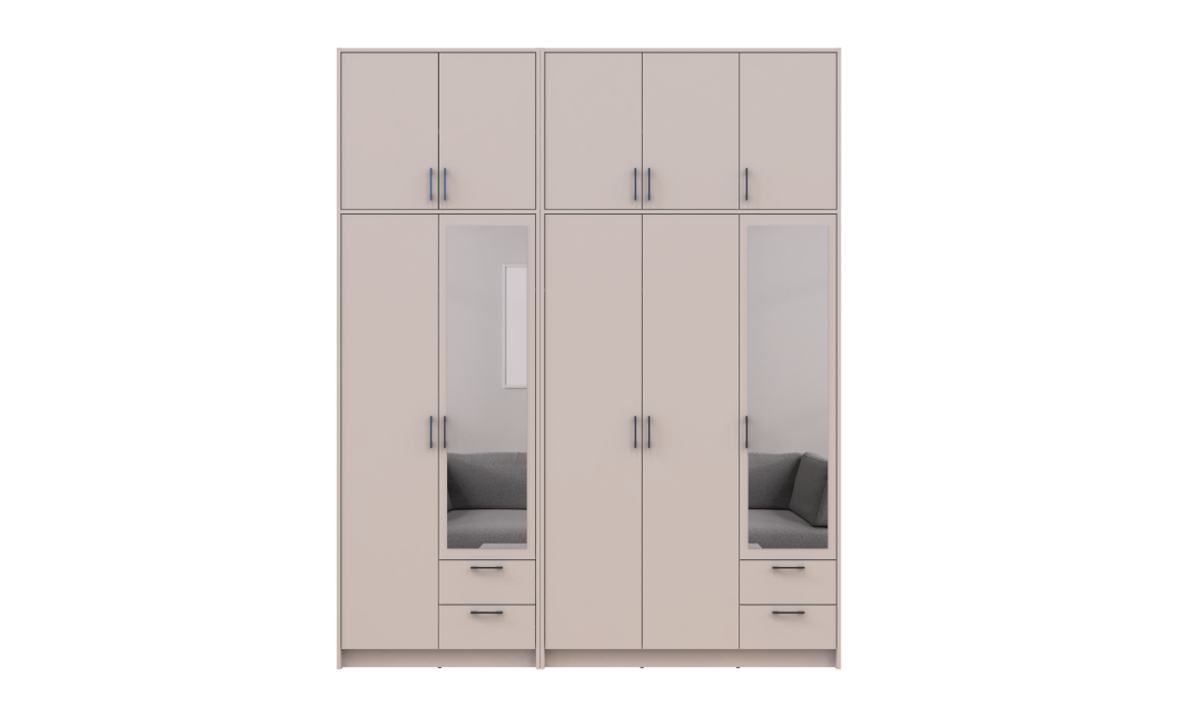 Kleiderschrank mit Spiegel und hohem Aufsatz Doros Rondi Kaschmir 2+3 Türen 203x52x260 (42005643)