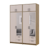 Kleiderschrank mit Spiegel und Aufsatz Doros Rondi Artisan Eiche/Kaschmir 2+2 Türen 164x52x236 (42005665)