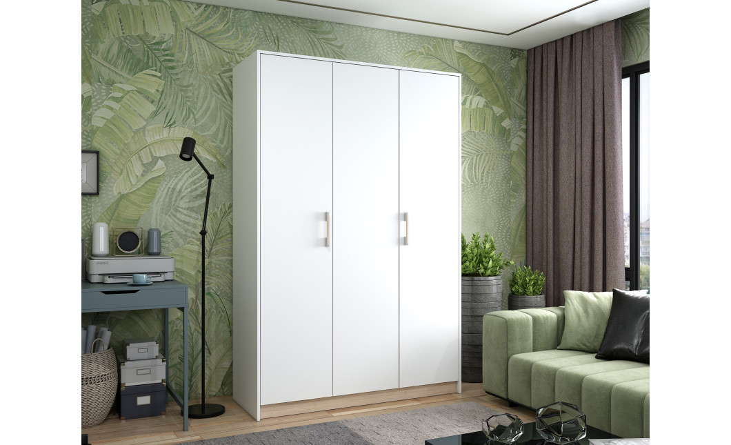 Kleiderschrank Doros Austin mit Drehtüren Weiß 135x51x205 (80737167)