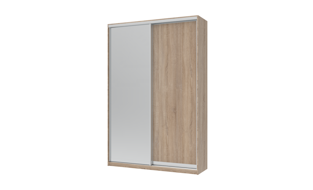 Kleiderschrank Doros City Light Schiebetüren Sonoma Eiche mit Spiegel 150x45x225 (42002037)