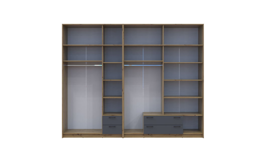 Kleiderschrank mit Aufsatz Doros Rondi Artisan Eiche/Graphit 3+4 Türen 281x52x236 (42005708)