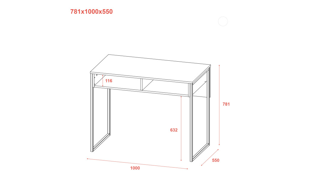 Schreibtisch Doros Bart Graphitgrau mit Ablage 100x55x78,1 (41510113)