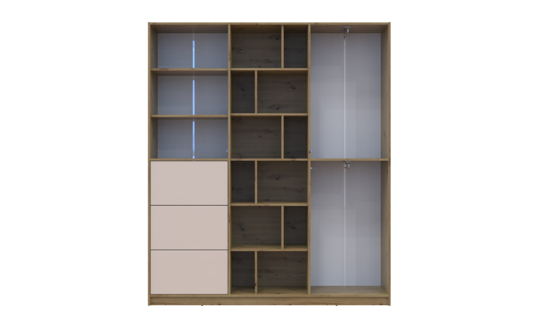 Kleiderschrank Doros Morgan Artisan Eiche/Kaschmir /Schubladen 180x40x210 (44900409)