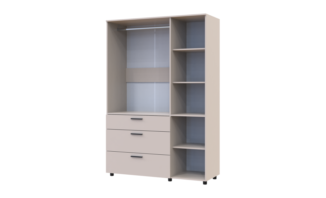 Kleiderschrank Doros Thorn Kaschmir 3 Türen 3 Schubladen Kleiderstange 135x51,6x200 (44900497)