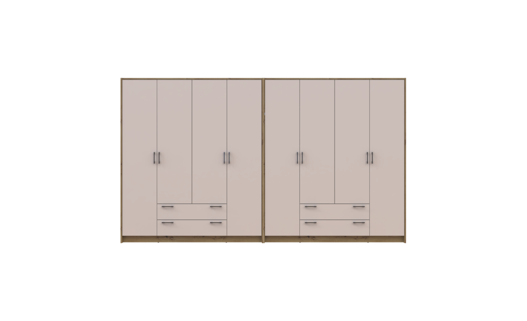 Kleiderschrank Doros Rondi Artisan Eiche/Kaschmir 4+4 Türen 320x52x195 (42005662)