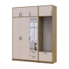 Kleiderschrank Doros Rondi mit Kleiderstange, Spiegel und Oberschrank Artisan Eiche/Kaschmir 3 Türen 181x52x236 (42005286)