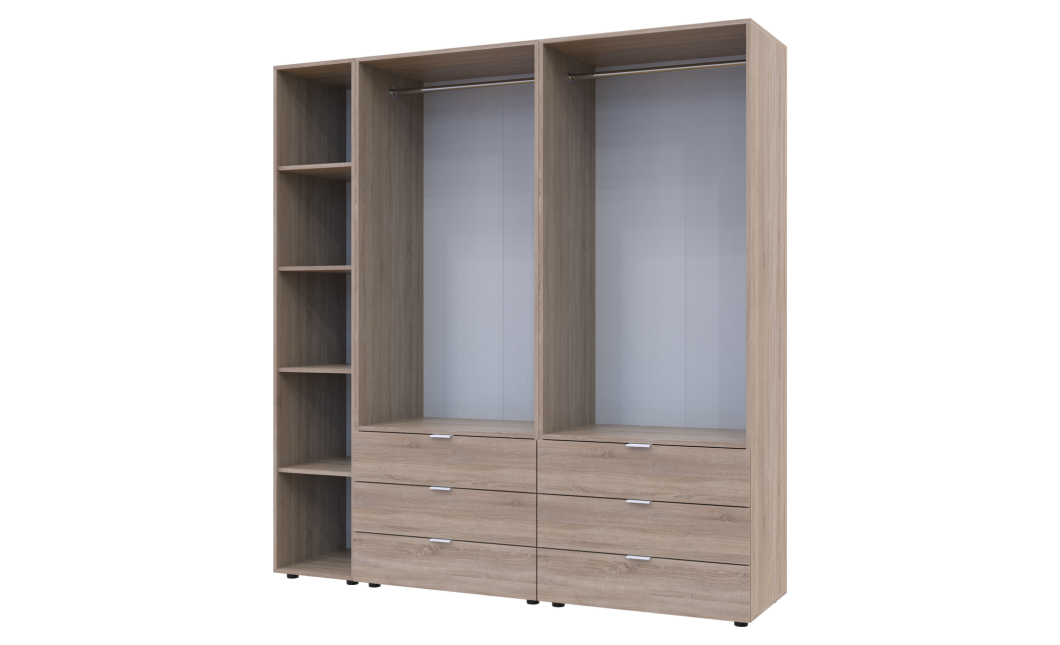 Kleiderschrank Doros Gelar Sonoma Eiche 2+2 Türen mit offenem Regal 193,2x49,5x203,4 (42005044)