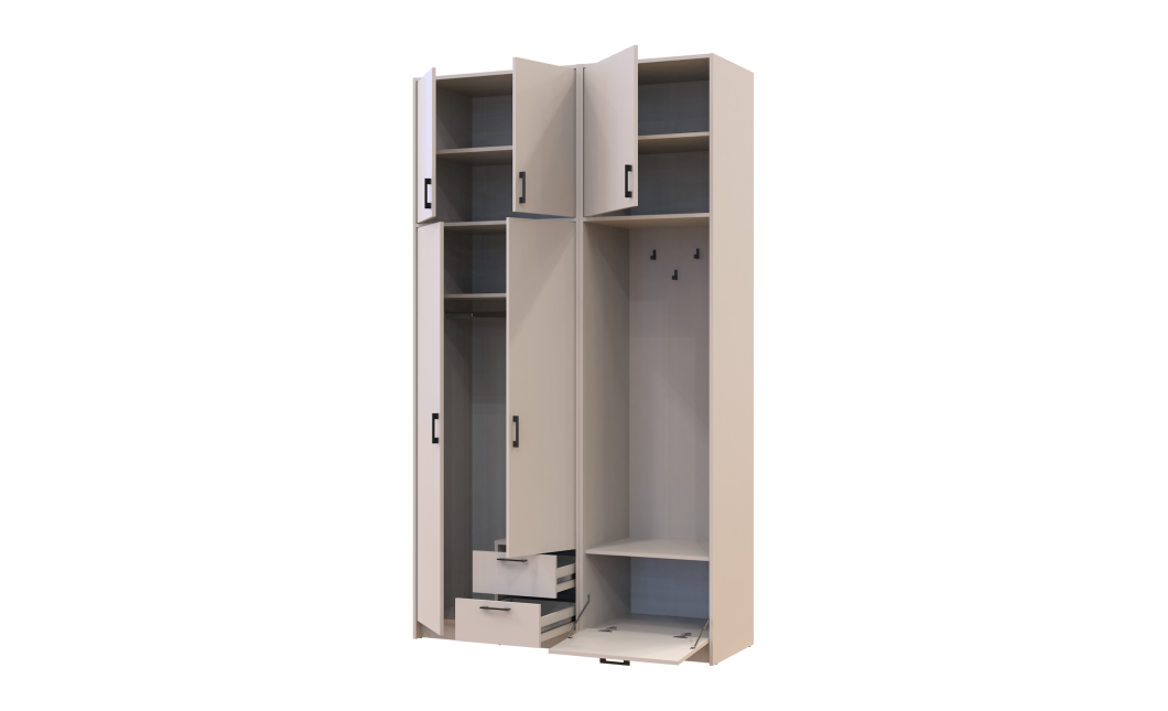 Kleiderschrank Doros Rondi mit Kleiderstange und hohem Oberschrank Kaschmir 2 Türen 142x52x260 (42005397)