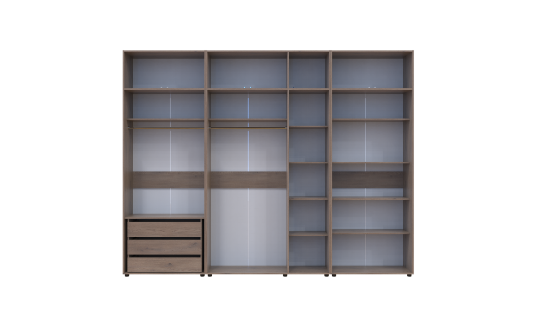 Kleiderschrank mit Schubladen, Regalen und Aufsatz Doros Kasper Cremona Cannolo 2+3+2 Türen 315x48x245 (42005741)